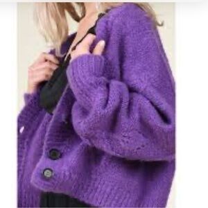 Molly Bracken Violet Cropped cable Knit Cardigan S